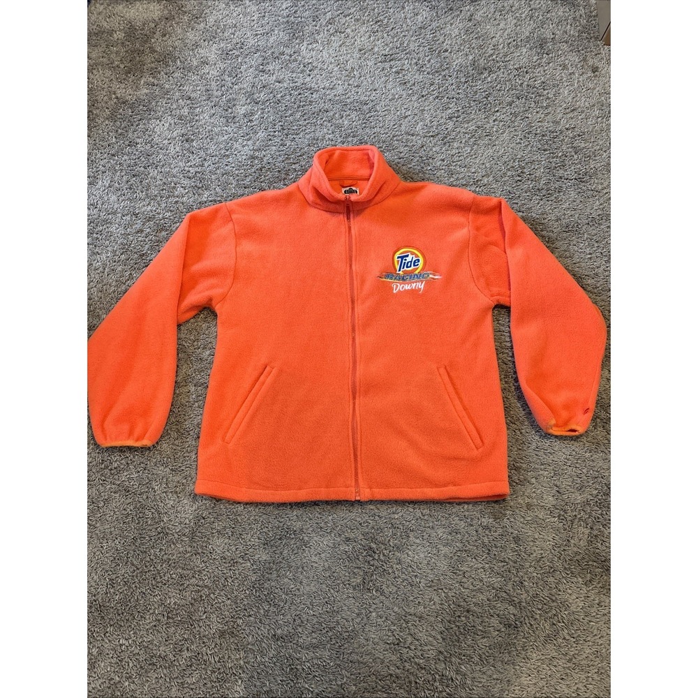 Vintage 90s Tide Downy Racing‎ Men's Size Large L Orange Fleece Zip Up